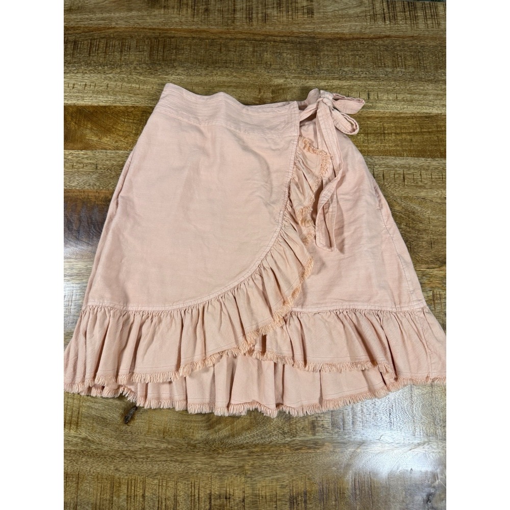 Pilcro Anthropologie Wrap Skirt Womens Small Pink Ruffle Tie Waist Boho